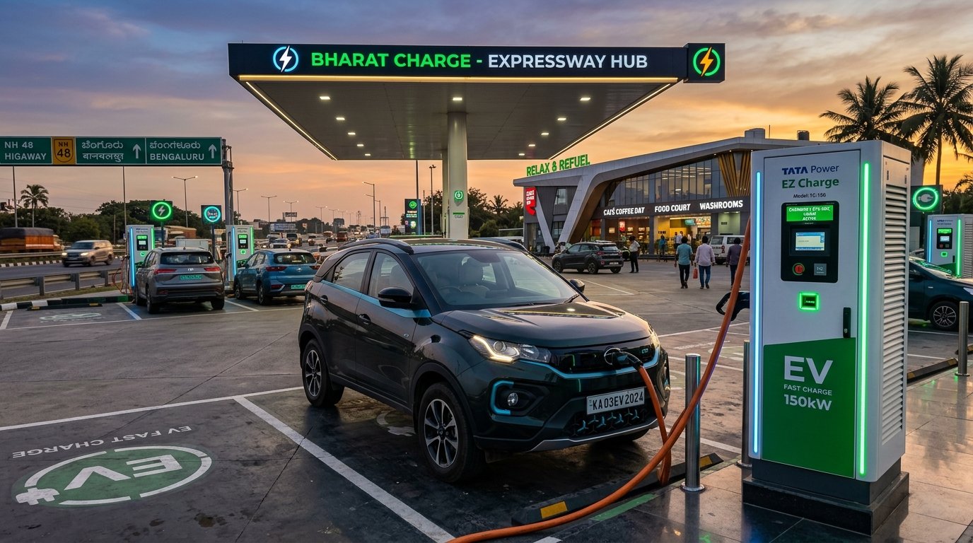 Highway EV fast charging station